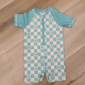 Disney Aqua and White Checkered Kids Bodysuit